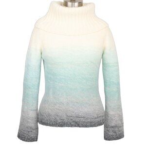 Marks & Spencer Ombre Turtleneck Sweater – Mint/Cream/Gray  Women’s US 6 (UK 10)